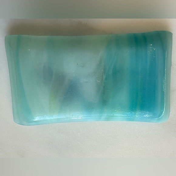 Horse Glass Art Trinket Small Blue Green Tray - Picture 8 of 12